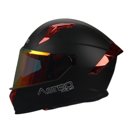 Casco Moto Astro Helmets Negro/rojo Con Doble Mica Y Ece2206
