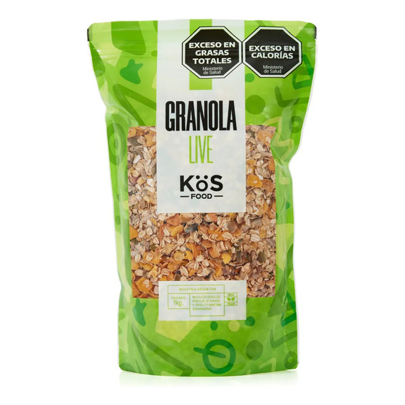 Granola Kos Live 1kg Avena Girasol Manzana Semillas Zapallo