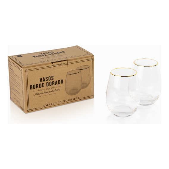 Vasos Borde Dorado Setx2 Ambiente Gourmet