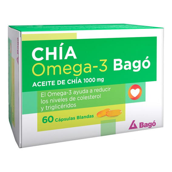 Aceite De Chia Bagó 1000 Mg Omega 3 Colesterol X 60 Capsulas