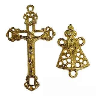 Kit Sortido 50 Crucifixos + 50 Entremeios Dourado