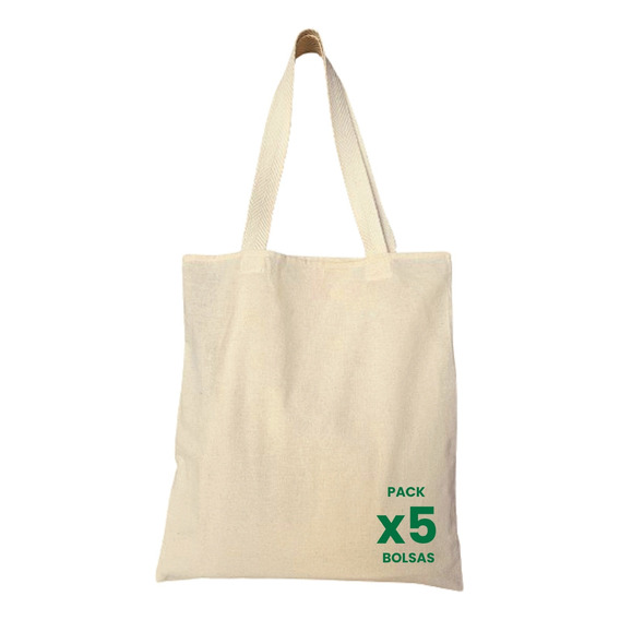 5 Bolsas De Lienzo Tela Ecologica 35x40 Estampar Mayorista