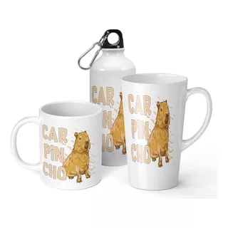 Set De Taza + Botella + Taza Conica Carpincho Capibara