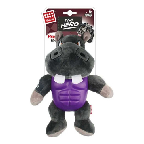 Peluche Para Perro I'm Hero Hipopotamo Con Sonido - Gigwi Color Gris oscuro