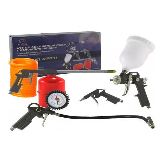 Kit Aire Compresor Manguera Pistola Pintar Manómetro 5 Pz