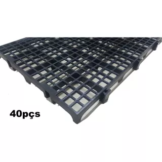 Kit 40pçs Palete / Estrado Plástico / Pallet Plástico 25x50 Cor Preto