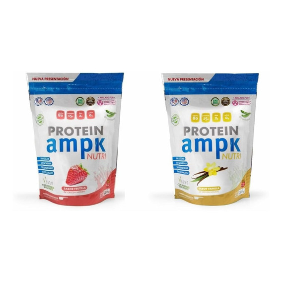 Ampk Protein Vegana Combo Vainilla & Frutilla X 506 Grs.