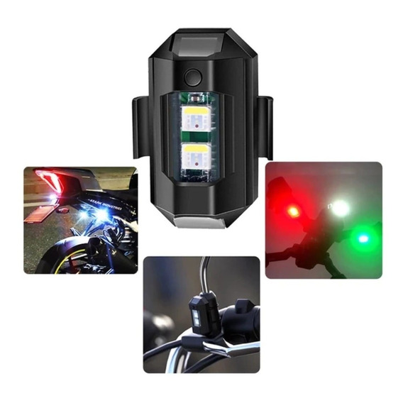 Luz Led Estrobo Funciones Fija Moto Bici Auto 7 Colores Usb