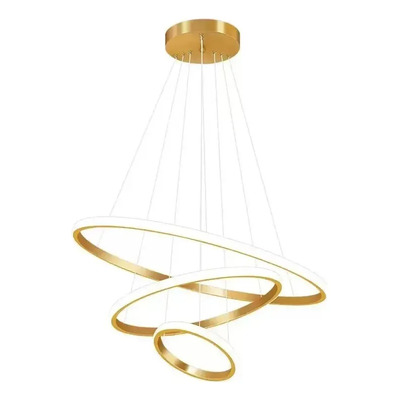 Lampara Colgante Triple Aro Led Cct Dorado Ldf41072-d  Dorado