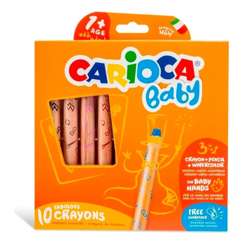 Crayones Acuarelables Carioca Baby 3 En 1 X 10 Made In Italy