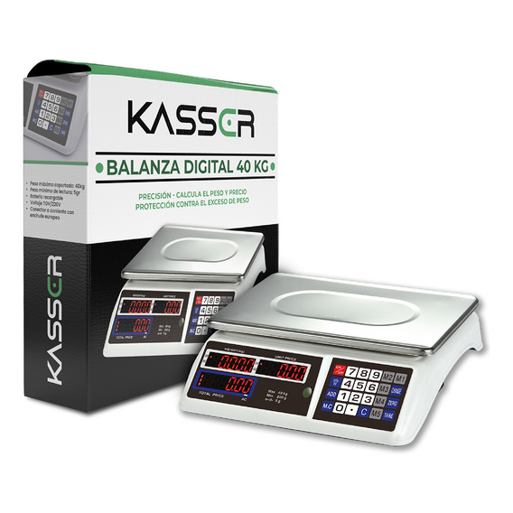 Balanza Digital Kasser Pesa 40 Kilos Comercial Recargable Romana