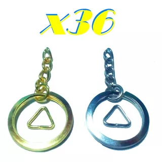 Aro Llavero Dorado Plano Lanyard Cadena Triangulo 25mm X30