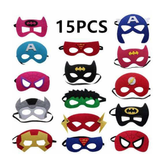 Pack 15 Mascaras Super Heroes Cumpleaños Material Fieltro