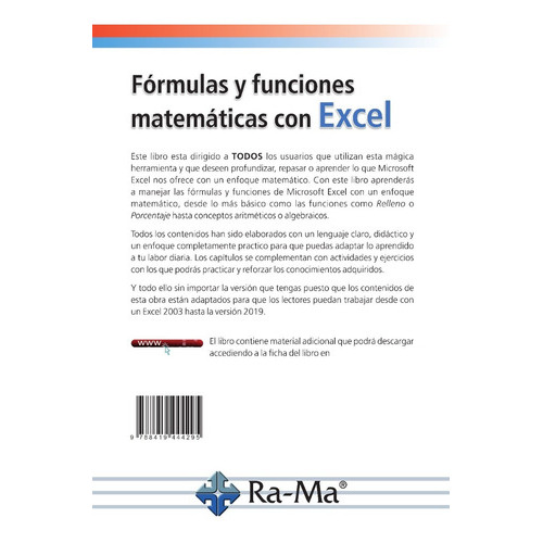 Fórmulas Y Funciones Matemáticas Con Excel, De Daniel Zaldívar Navarro. Editorial Alfaomega - Ra-ma, Tapa Blanda, Edición 1 En Español, 2022