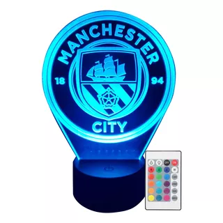 Lámpara Led Manchester City Fútbol Acrílico 3d Personalizada