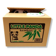 Alcancía Panda Roba Monedas Con Sonido Caja Bambú Bj108