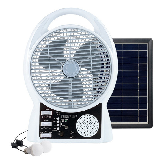 6 En 1 Kit Ventilador Solar Luz Bluetooth Música Panel Solar