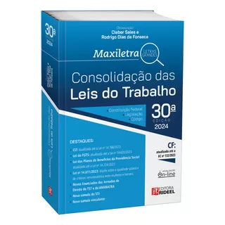 Consolidação Das Leis Trabalho Maxiletra 30ª Ed - Clt 2024, De Rodrigo Dias Da Fonseca E Cléber Sales., Vol. 1. Editorial Rideel, Tapa Mole, Edición 30ª En Português, 2024