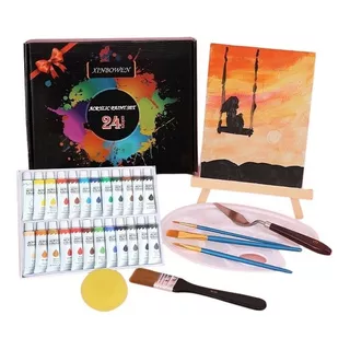 Set Pintura Acrílica Kit Arte 33 Piezas (incluye 24 Colores)