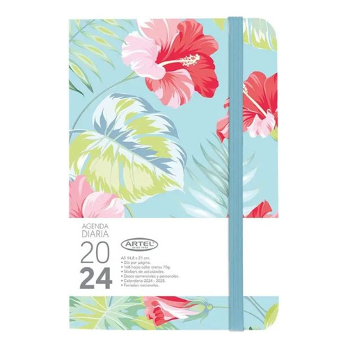 Agenda 2024 Diaria Artel Día Por Página Con Elástico Diseños Color de la portada Multicolor Flores 2
