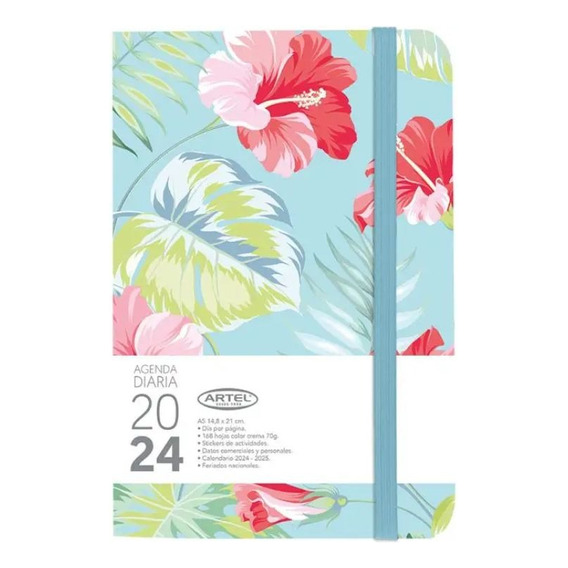 Agenda 2024 Diaria Artel Día Por Página Con Elástico Diseños Color de la portada Multicolor Flores 2