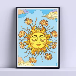 Cuadro Sol Brillante Decorativo 30x40cm Listo P Colgar