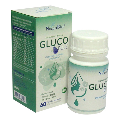 Glucoblue Nuggetblue 60 Cap Glucosa Arandano Canela Diabetes Sabor Neutro