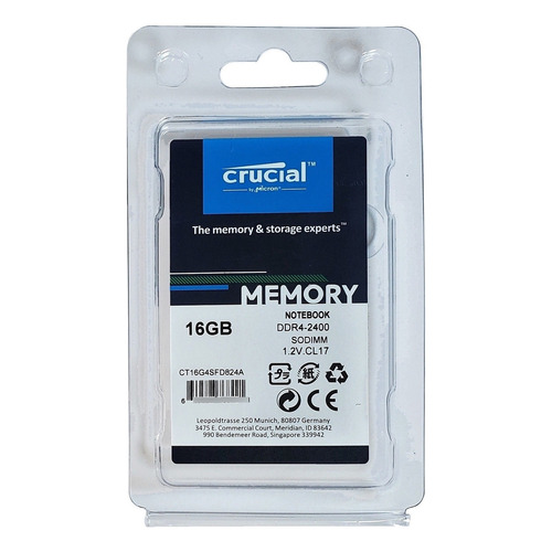 Memoria RAM gamer color verde  16GB 1 Crucial CT16G4SFD824A