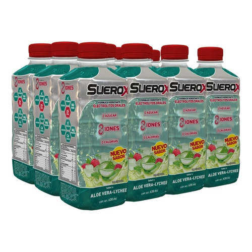 Suerox 8 iones pack x 12 unidades bebida hidratante sabor aloe vera