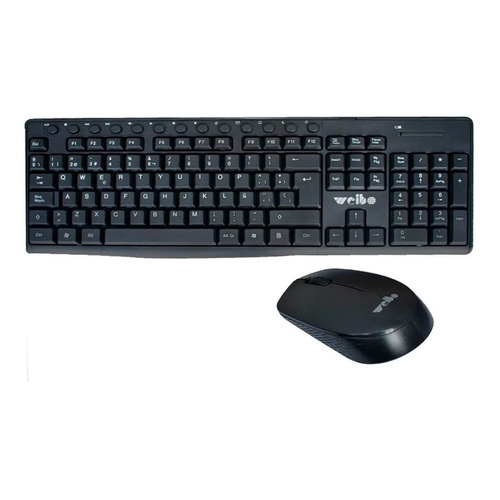 Kit 2 En 1 Weibo Wb-8012, Teclado + Mouse Inalámbrico, Usb Color del mouse Negro Color del teclado Negro