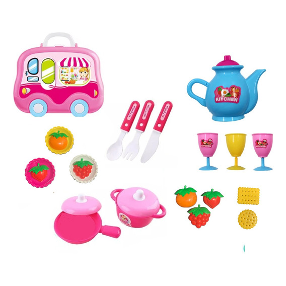 Set De Cocina Juguete Didáctica 20pzas Incluye Maleta Juego