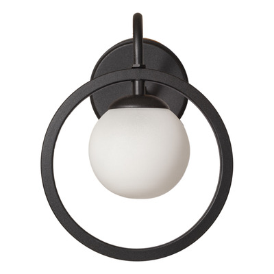 Aplique 1 Luz Negro Con Globo Opal Apto Led G9 Emmyn Deco