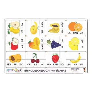 Quebra Cabeça Educativo Aprendendo Silabas Fruta Madeira