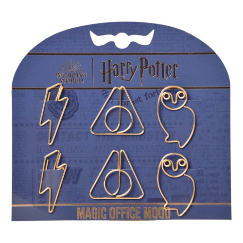 6 Paper Clips Harry Potter Con Formas Mooving Color Dorado