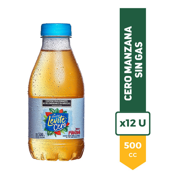 Agua Saborizada Levite Cero 500ml Manzana La Barra Pack X12