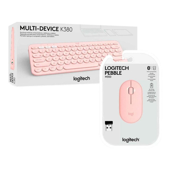 Teclado Logitech K380 Rose + Mouse Pebble M350 Rose