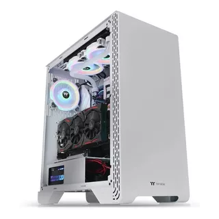 Gabinete Gamer Thermaltake S300 Tg Snow Vidrio Templado Color Blanco