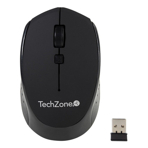 Mouse Óptico Techzone Inalámbrico Diseño Ambidiestro 1600dpi Color Negro