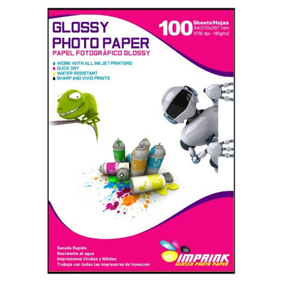 Papel Foto Brillante A4 180gr/100 Hojas..envio Gratis X 5 Un