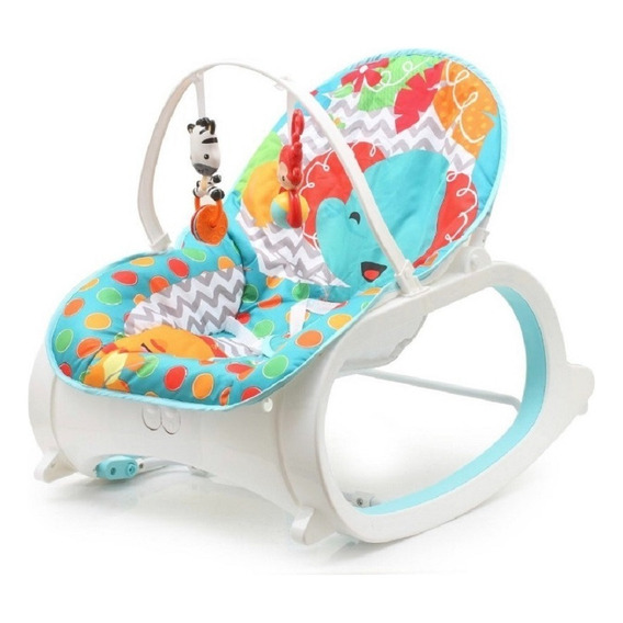 Silla Mecedora Vibradora Musical Antireflujo Para Bebe Gorda Color Azul Verdoso