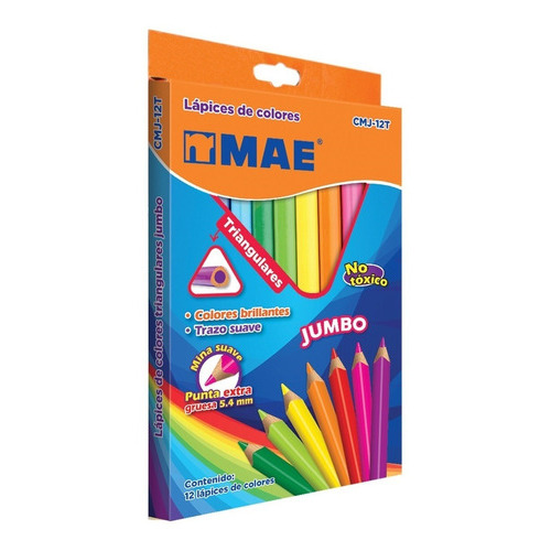 Lapices Colores Triangulares Jumbo Mae Cmj-12t Con 12 Pi /v