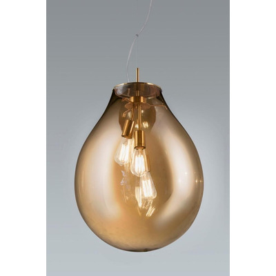 Lampara Colgante Vidrio Gota Cognac Bronce Xl Led Deco Gmg