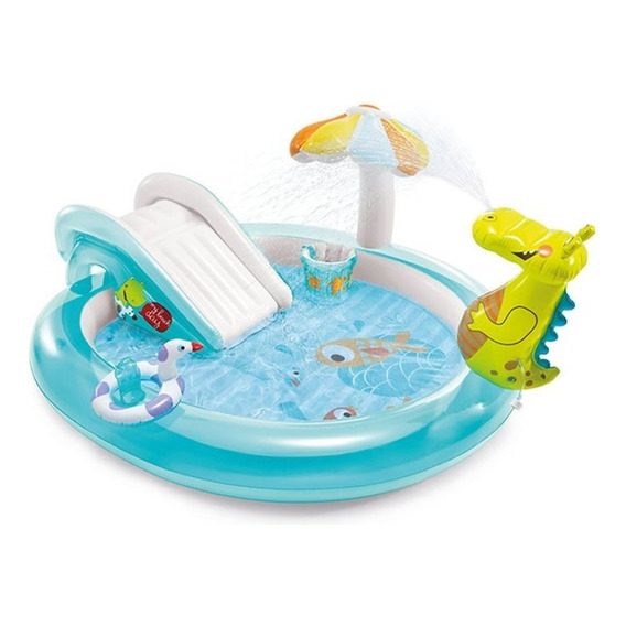 Juego Acuatico Alberca Piscina Inflable Cocodrilo Niño Intex Color Azul