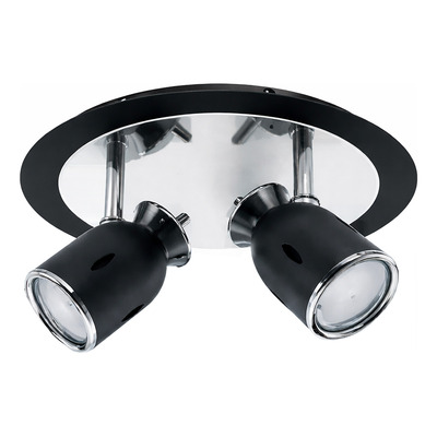 Plafon 2 Luces Niza Base Redonda Negro Spot Apto Led  Negro