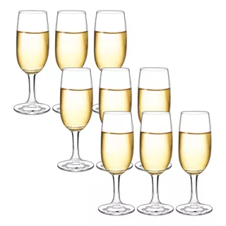 Jogo 9 Taças Vidro Para Champagnes Espumantes 190ml eden