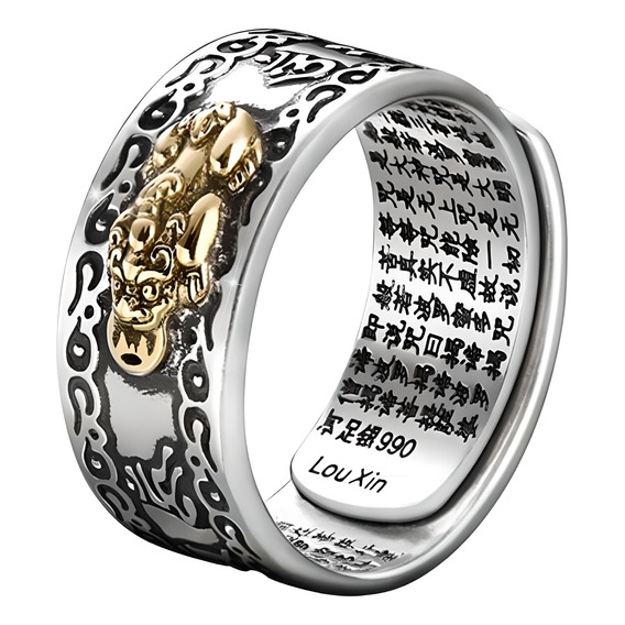 Anillo Pixiu Suerte Riqueza Prosperidad Feng Shui Hombre