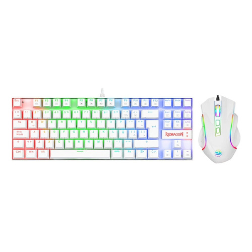 Kit Teclado Mouse Gamer Redragon Kumara Griffin Rgb Blanco F