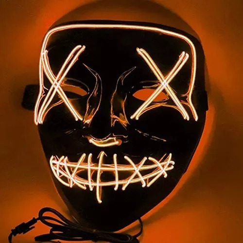 X2 Mascara Luz Led La Purga Halloween Terror Cosplay Color Naranja Shiny Green