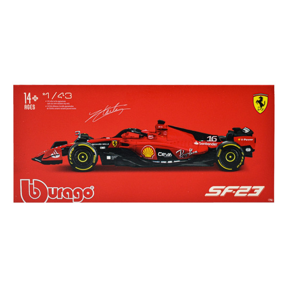 Formula Racing Ferrari 16 C Leclerc 2023 Escala 1:43 Burago Color Rojo