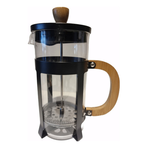 Cafetera Con Embolo Francesa Tetera 600cc Bambu Color Negro